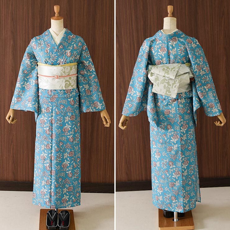 召しませ花 博多織 正絹 リバーシブル 半巾帯 波さらさ 日本製