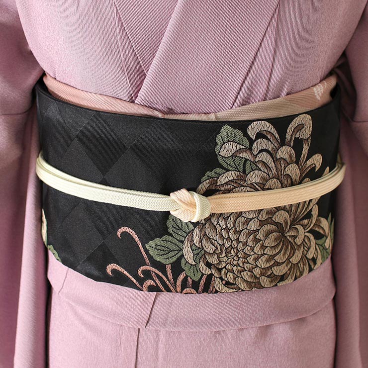 洗える着物 リバーシブル 乱菊 チェック模様 袋帯 着物 帯 015a