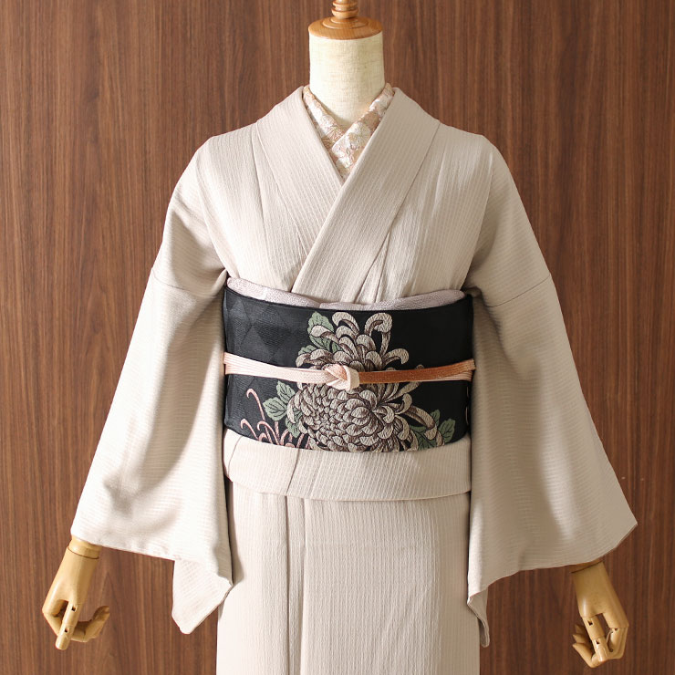 東レシルック 糸使用 洗える 袋帯 織・乱菊（黒）花 フラワー ブラック