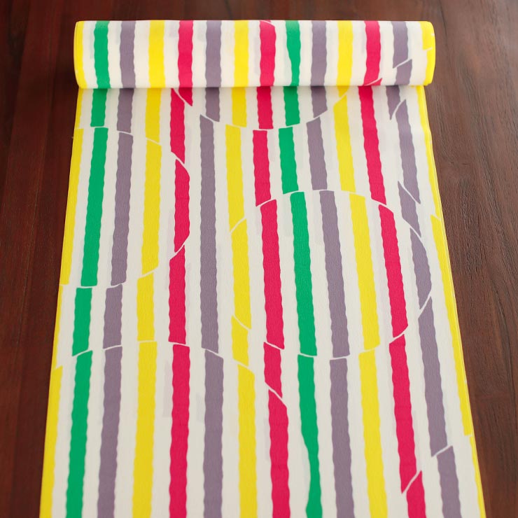 岡重 東レシルックデュエット長襦袢 カラフル縞 (オフ白) 黄 長襦袢