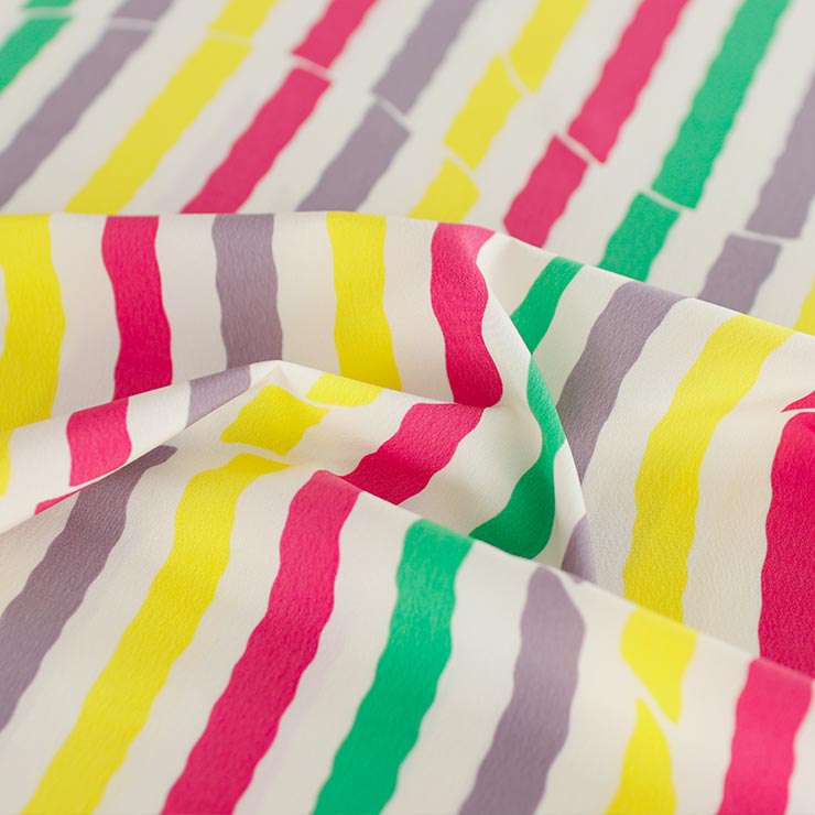 岡重 東レシルックデュエット長襦袢 カラフル縞 (オフ白) 黄 長襦袢