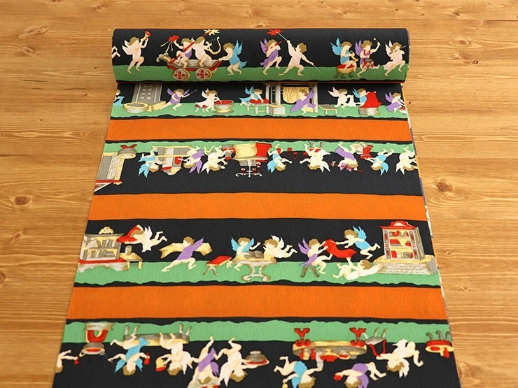 岡重 長襦袢 岡重謹製 東レシルックデュエット長襦袢 天使（黒×橙