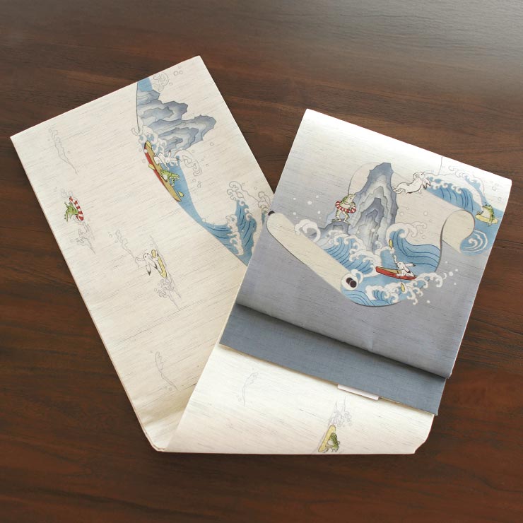 新品未着用　鳥獣戯画が織られた夏用名古屋帯　お仕立て上がり　着物 楽天市場】【クーポンご利用で最大10％OFF!】名古屋帯 未使用 ベージュ