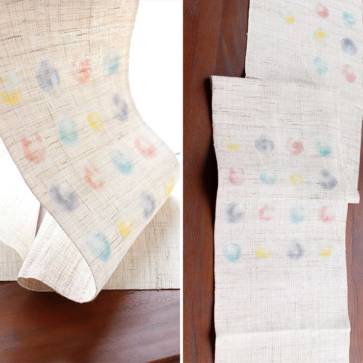 本麻] 夏名古屋帯 シャボン玉 (麻/七色) 麻 リネン 京袋帯 名古屋帯 八