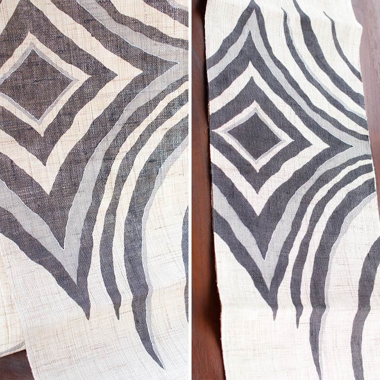 本麻] 夏名古屋帯 幾何学菱 (麻/墨黒色) 麻 リネン 京袋帯 名古屋帯 八