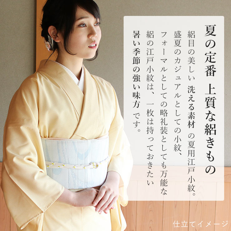 洗える着物 絽 江戸小紋 ] 東レセオα 反物 行儀文様 (淡黄