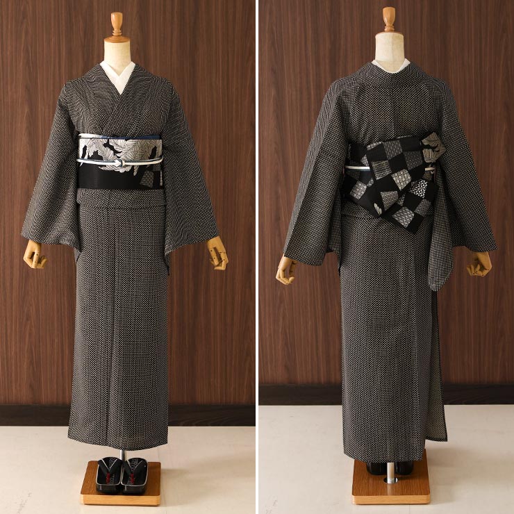 ※専用※【値下げ】セオアルファ　浴衣地　反物 セオα] 浴衣 反物 水玉 (黒×薄茶) 洗える ゆかた 夏きもの 別誂え フル