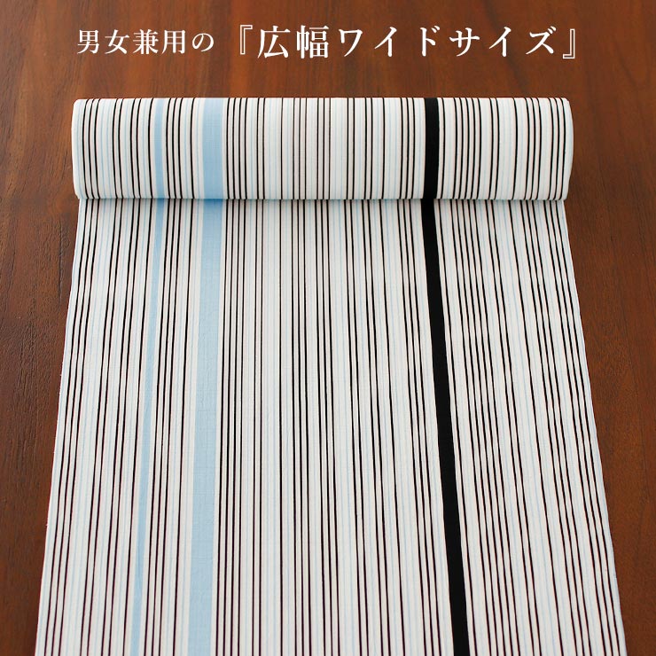 セオα] 浴衣 反物 男女兼用 矢鱈縞 (ブラック×ブルー) ストライプ 黒