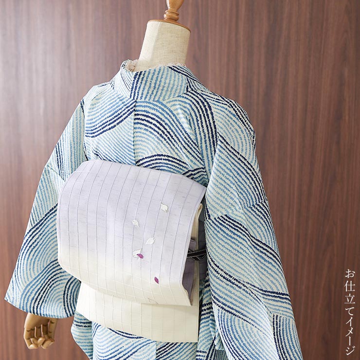 しおり　浴衣　反物 セオα] 浴衣 反物 点描波 (水色) 洗える ゆかた 夏きもの 月華