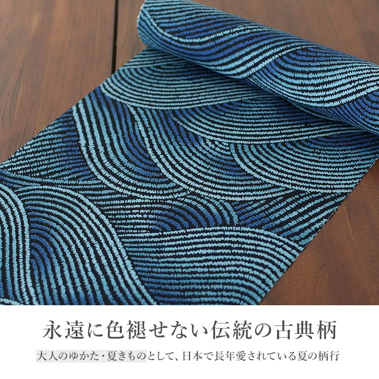 洗える浴衣 反物 ゆかた・夏きもの 点描波 (藍色) 月華美人 日本製 東レ セオα｜machigiya｜02