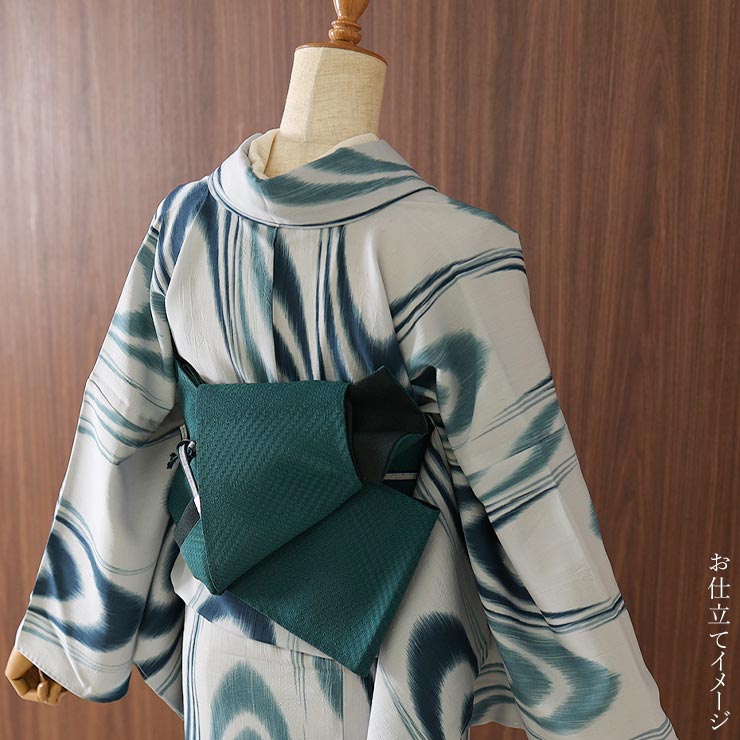 セオα] 浴衣 反物 かすれ流水 (青碧色) 洗える ゆかた 夏きもの 月華