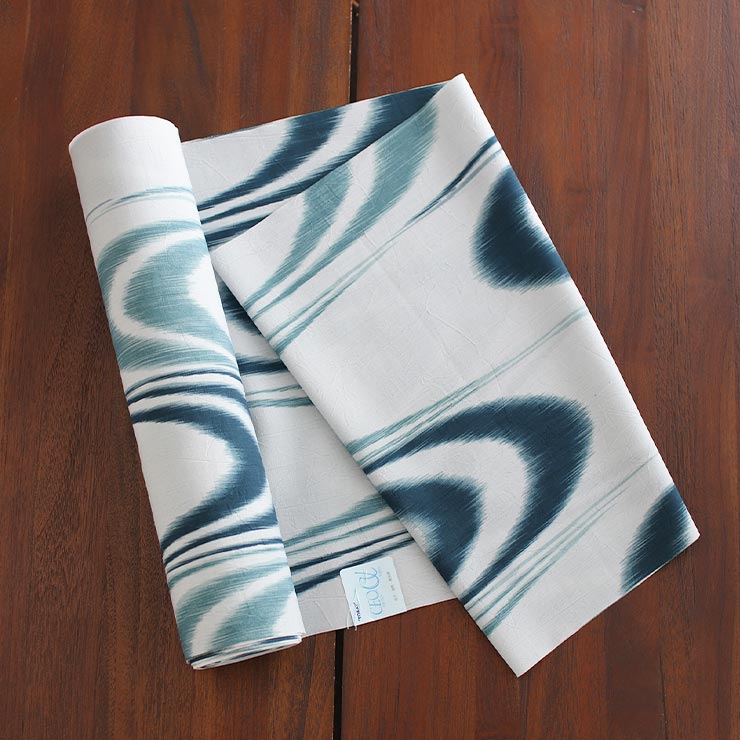 セオα] 浴衣 反物 かすれ流水 (青碧色) 洗える ゆかた 夏きもの 月華