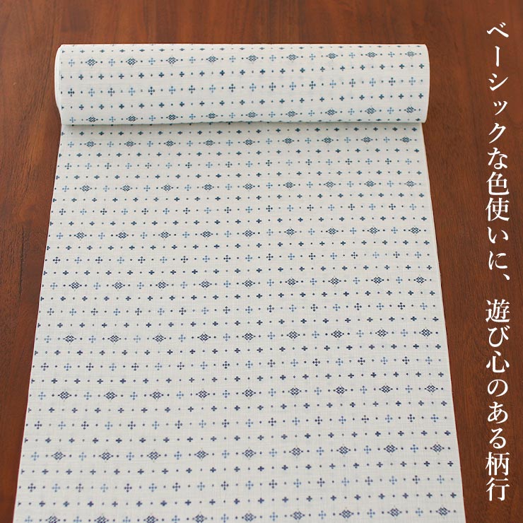 セオα 浴衣 反物 ドットクロス オフホワイト 洗える ゆかた 夏きもの