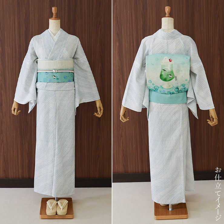 セオα] 浴衣 反物 流線格子 洗える ゆかた 夏きもの 月華美人 日本製
