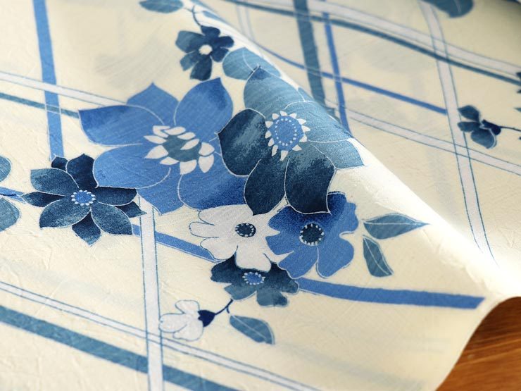 セオα] 浴衣 反物 花竹垣(生成り/570-1005-1633) 洗える ゆかた 夏