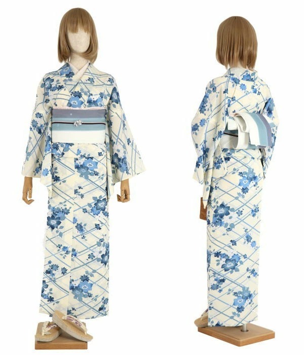 セオα] 浴衣 反物 花竹垣(生成り/570-1005-1633) 洗える ゆかた
