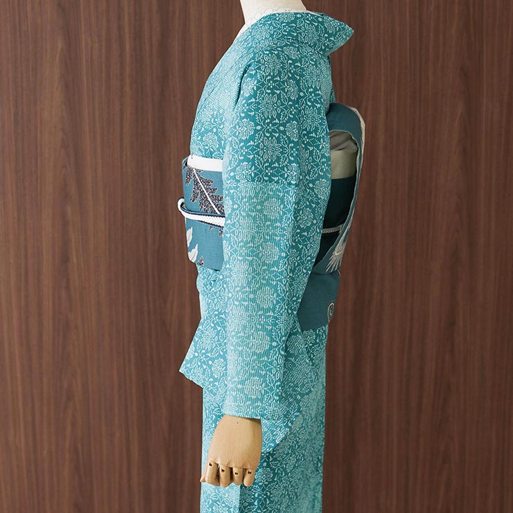 セオα] 浴衣 華幾何ぼかし ターコイズ ゆかた 仕立て上がり プレタ浴衣