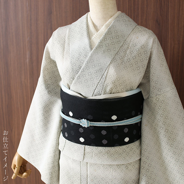 セオα] 浴衣 反物 鹿の子横段 (グレー × ベージュ) 洗える