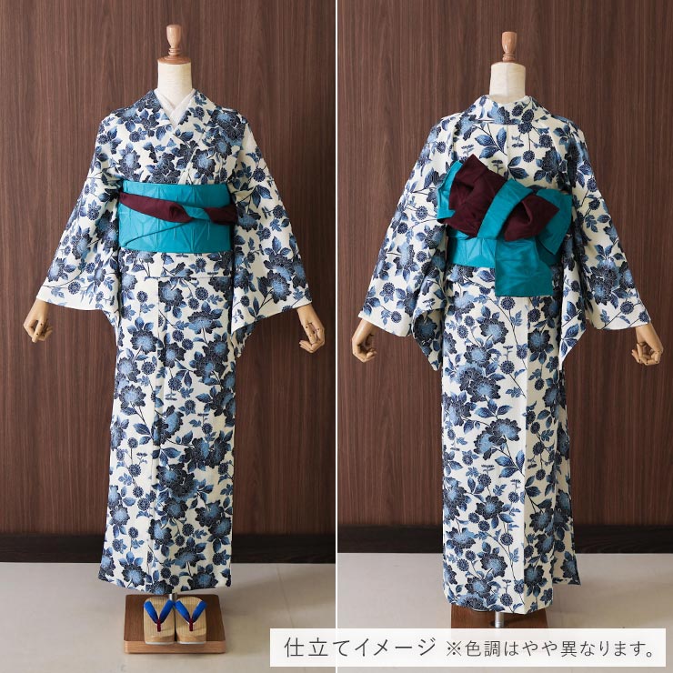 セオα] 浴衣 反物 牡丹 (生成り) 洗える ゆかた 夏きもの お誂え