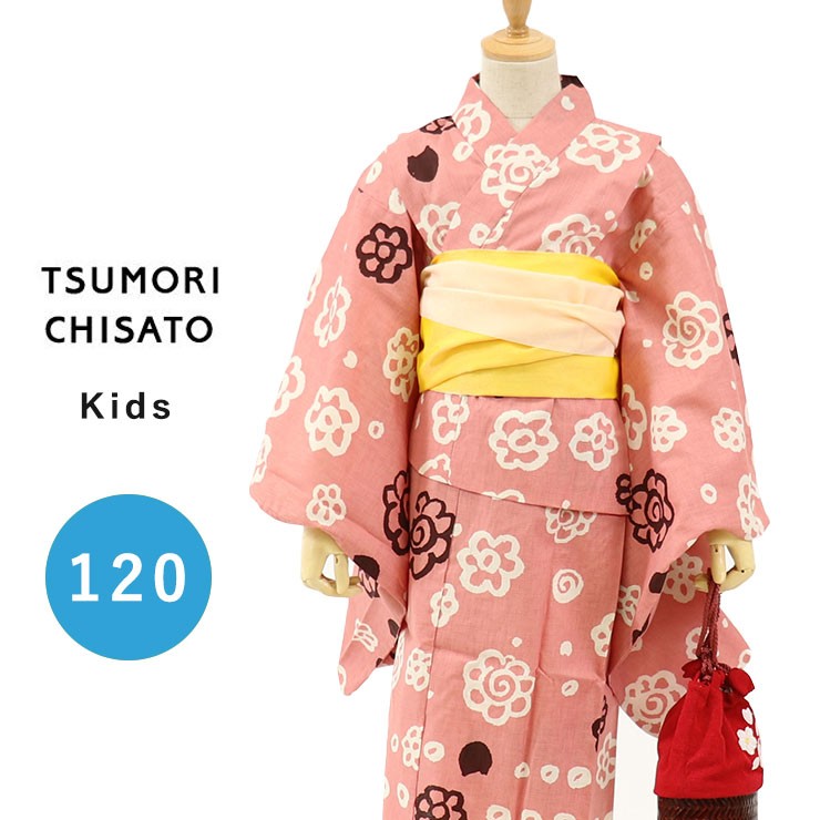 浴衣 キッズ 子ども 適応身長110-120cm tsumori chisato(ツモリチサト) 仕立て上がりこども浴衣(染) -  水玉フラワー（ピンク 9ty-65） -TSUMORI CHISATO