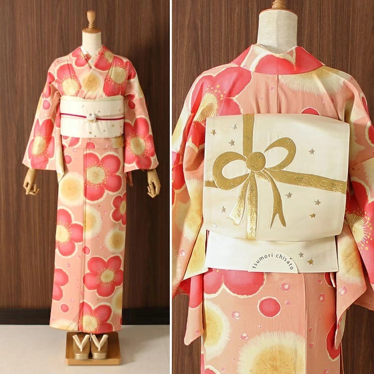 京袋帯 正絹 tsumori chisato リボン刺繍 オフシロ (333-B) 帯