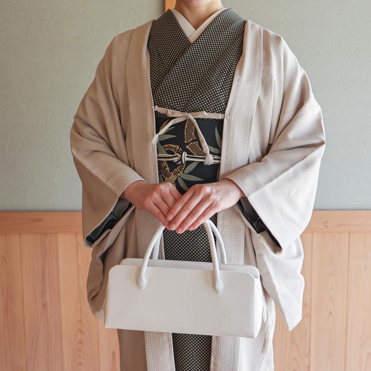 日本製] 洗える 長羽織 色無地 格子地紋 灰桜 袷 着物 羽織 長はおり 