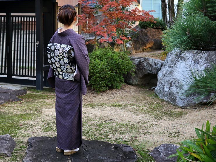 新入荷 数量限定 街着屋ノ 洗える 袷きもの 小紋・荒磯模様（古代紫