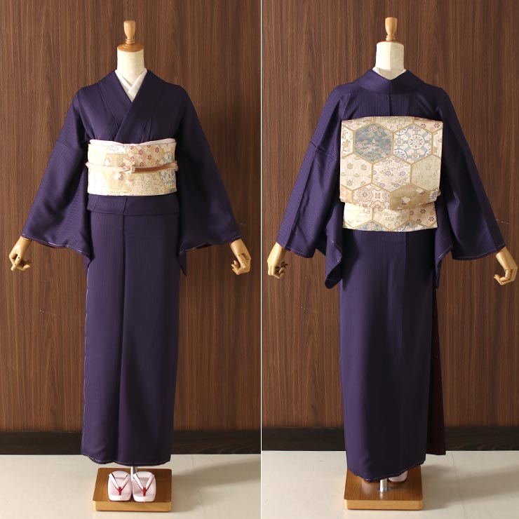 洗える着物 色無地 単衣 仕立て上がり 日本製 東レ 古代紫 S M L 