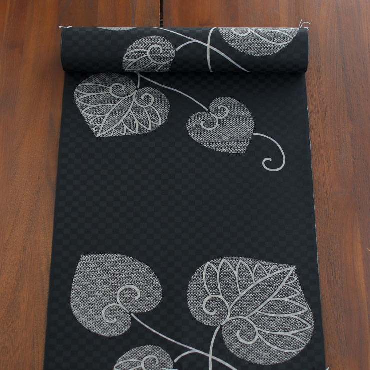 洗える 東レ シルック 長襦袢 疋田葵 ( ブラック ) 黒 葵 鹿の子絞り