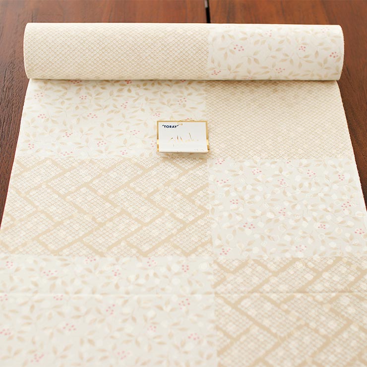 シルック 東レシルック 洗える 長襦袢 柄市松 網代鹿の子×小花(オフ