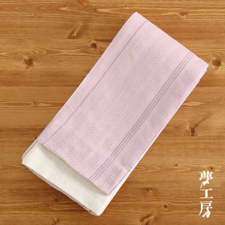 帯 夏 細帯 半巾帯 浴衣 夢工房 レディース 麻 シャガード縞（薄