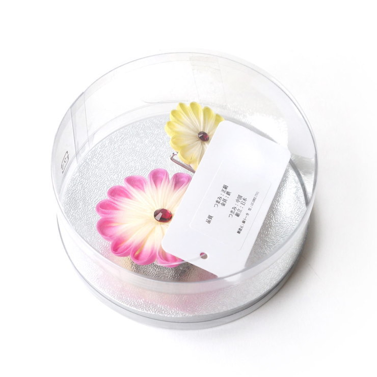 特別価格】正絹「つまみ花細工」帯留め(ピンク×キミドリ) 2点