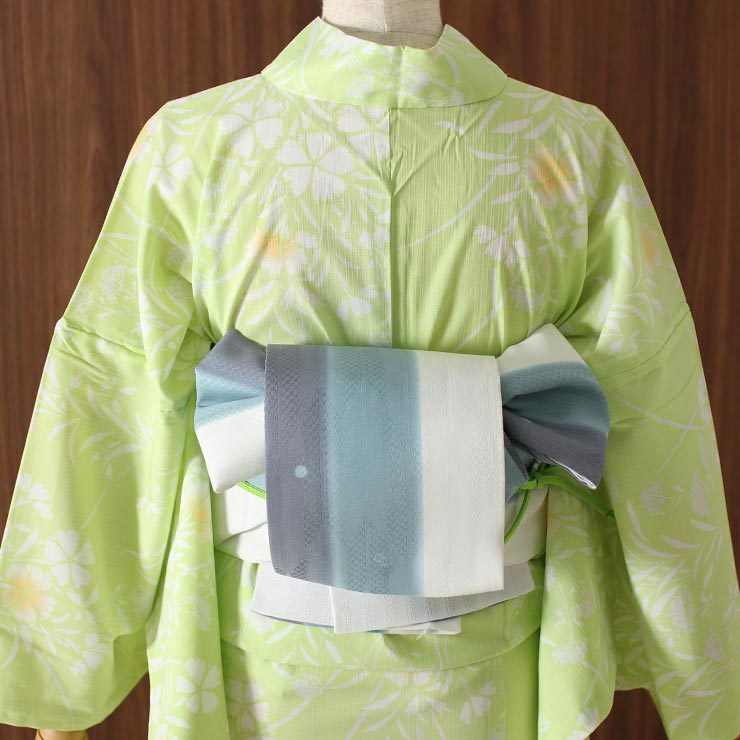 TORAY（東レ） 浴衣 洗える ゆかた 京友禅手捺染 撫子 黄緑 セオ