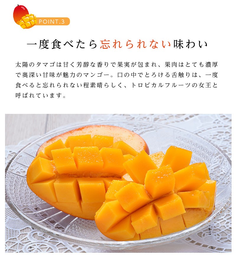宮崎県産 太陽のタマゴ（完熟マンゴー）3Lサイズ 2玉 約900g〜1kg : 街