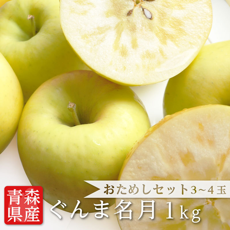 おためしセット】 送料無料 青森県産 りんご ぐんま名月 3-4玉 約1kg