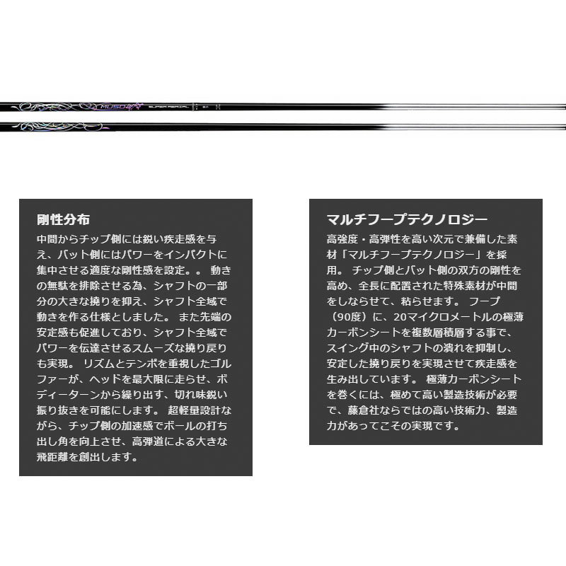 ジオテック 無双 スーパー エアリアル ブラック Uni-0 Uni-1 Uni-2 ドライバー カーボンシャフト 超軽量 Geotech shaft  MUSO Driver Graphite black 310805