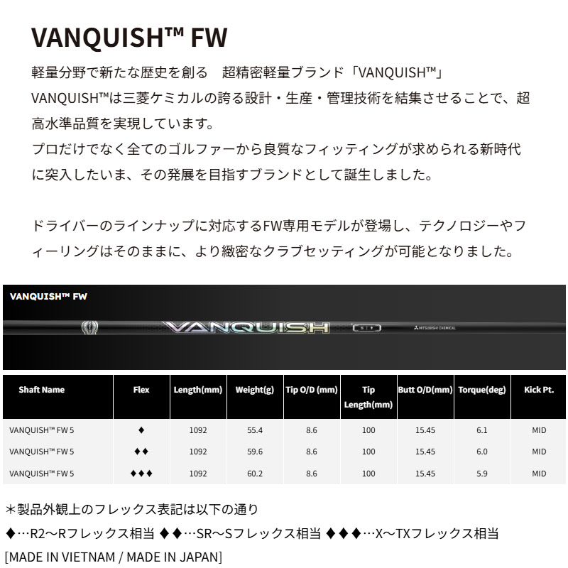 三菱（MITSUBISHI） 三菱ケミカル VANQUISH FW 5 フェアウェイウッド用