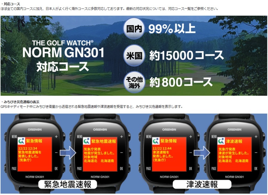 GREENON（グリーンオン） ザ・ゴルフウォッチ NORM GN301 腕時計型