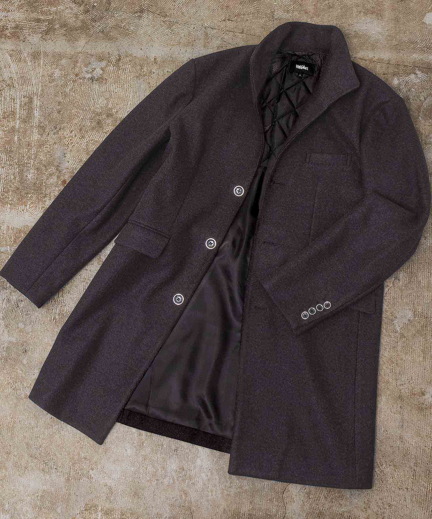 mossimo モッシモ スタンドカラーコート メンズ 裏地付き ウエストベルト アウター