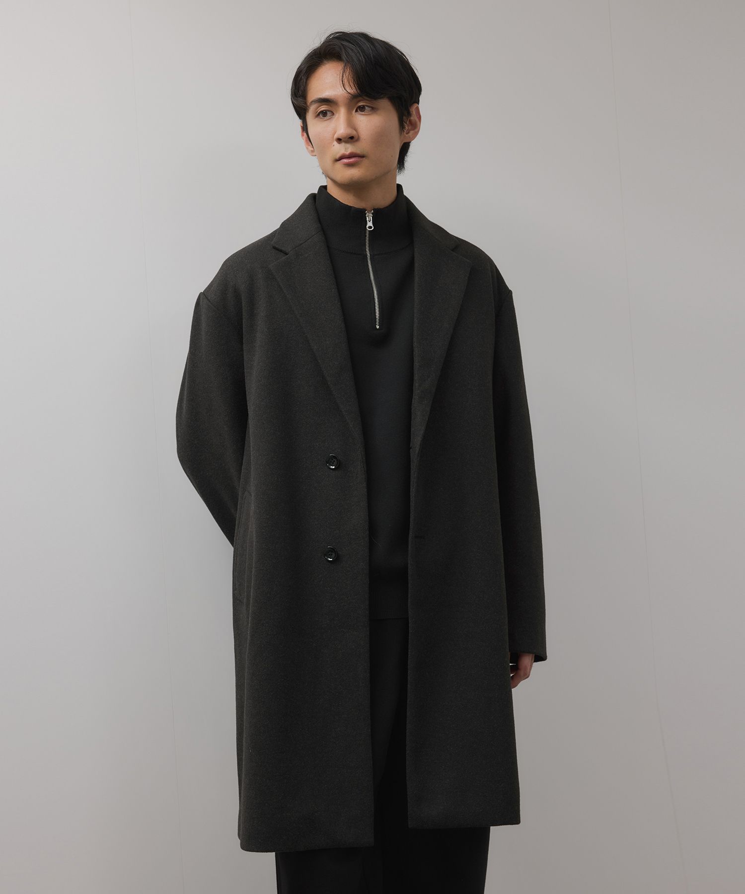 オリジナルジョン　ブラック チェスターコート レッド裏地 mossimo（モッシモ） チェスターコート メンズ アウター 裏地 ポケット