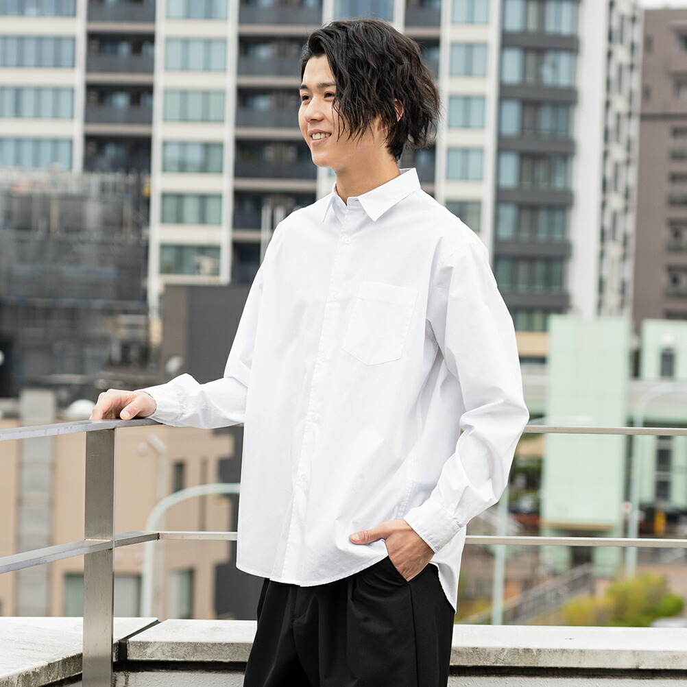 コットン メンズシャツ 長袖シャツ B012 ネイビー サイズ3XL