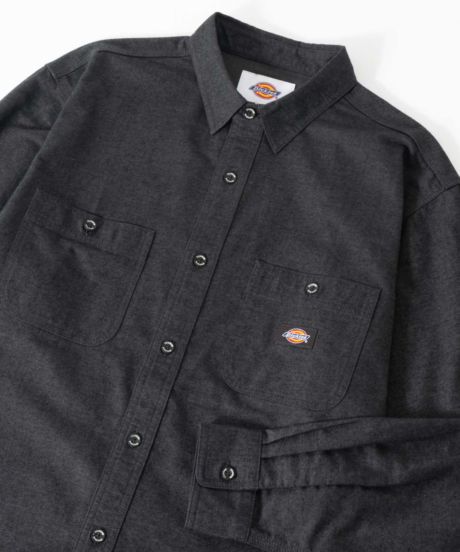 Dickies ディッキーズ ワークシャツ メンズ 長袖 微起毛 無地 レギュラーカラー カジュアル...