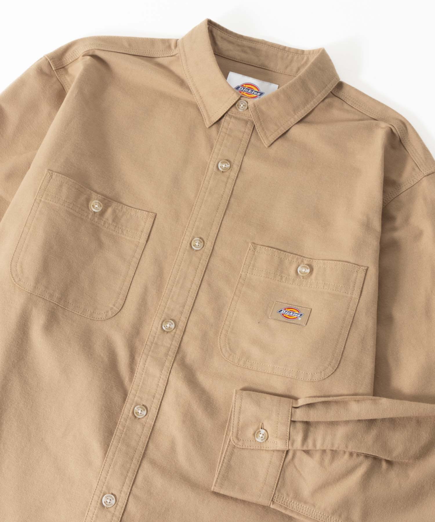 Dickies ディッキーズ ワークシャツ メンズ 長袖 微起毛 無地 レギュラーカラー カジュアル...