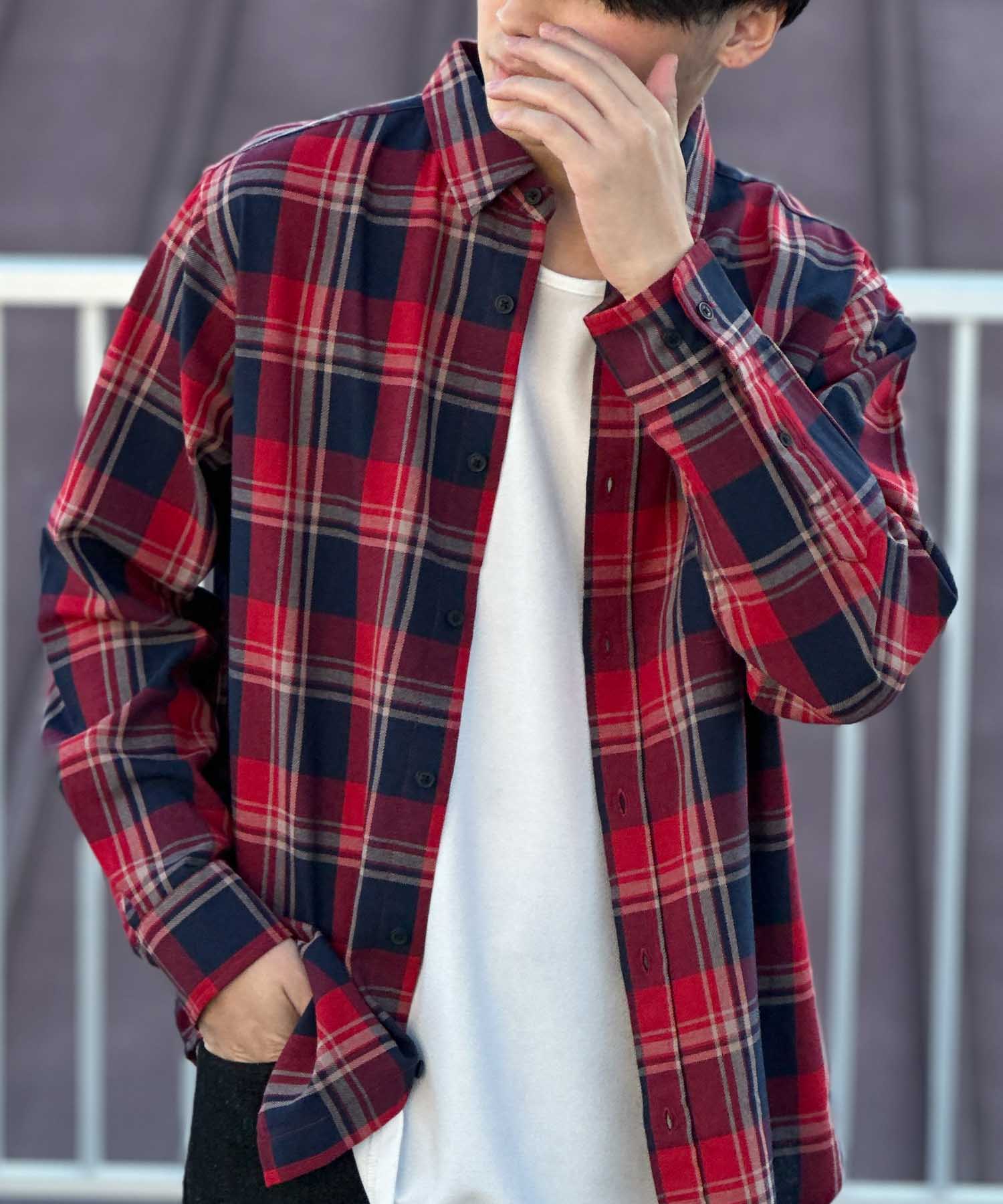 NAVY シャツ メンズ 長袖 綿100％ コットン カラバリ豊富 無地