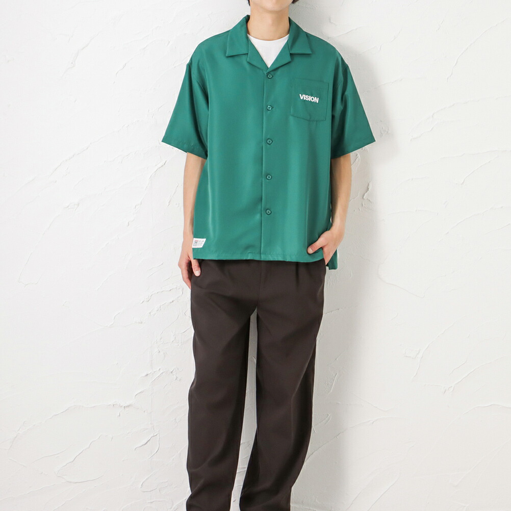 新作商品 VISION 光沢感 ポリツイル メンズ 開襟シャツ WEAR STREET トップス