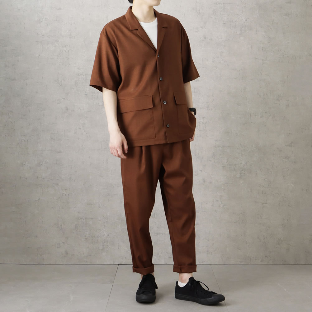 ラペル 半袖 シャツ カジュアル 夏 メンズ トップス 2色 hr9807 URBAN COLLECTION シャツ 半袖 メンズ 無地 速乾 軽量 ラペル