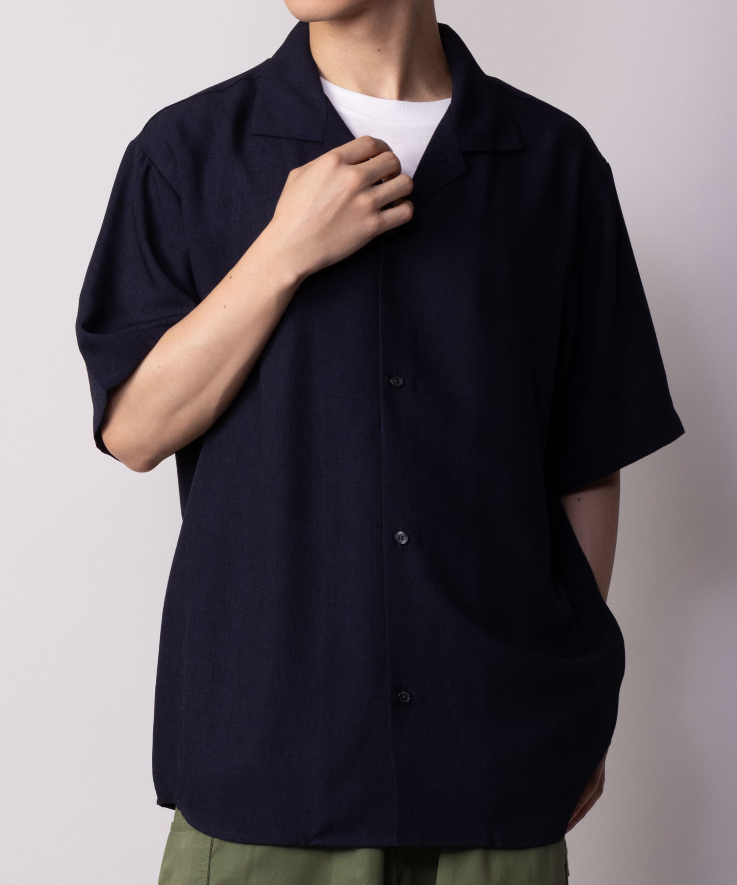 NAVY 麻調シャツ 半袖シャツ 半袖Tシャツ アンサンブル メンズ 無地