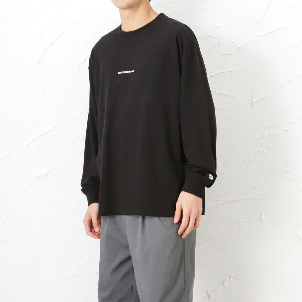 長袖Tシャツ メンズ ビッグシルエット ドロップショルダー ロゴ バック