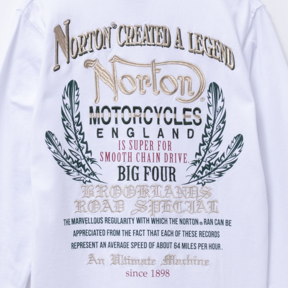 Norton ノートン Tシャツ メンズ 綿100% 長袖 クルーネック ロゴ ロンT