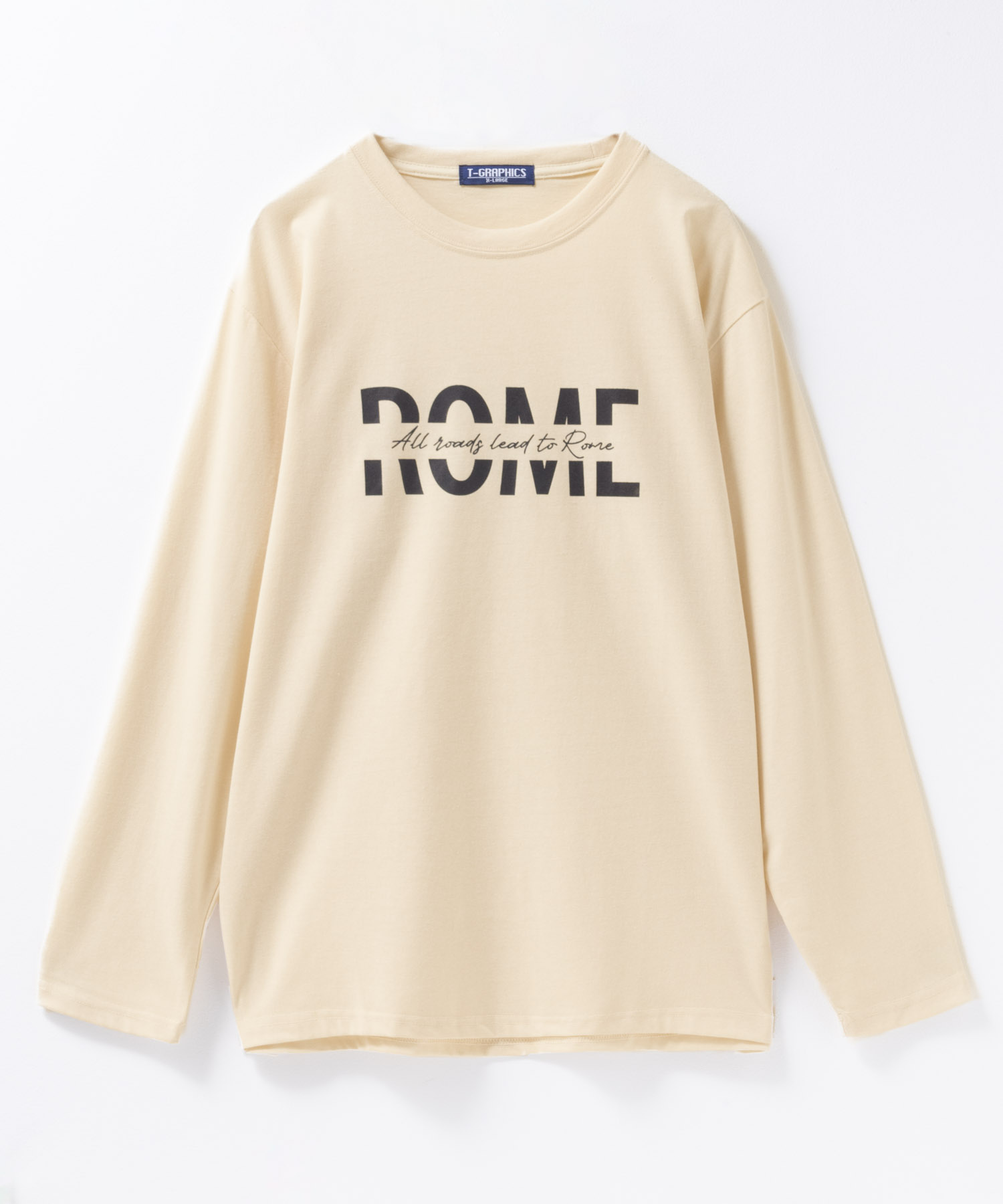 Tシャツ メンズ 長袖 綿混 ロンT ユニセックス プリント クルーネック